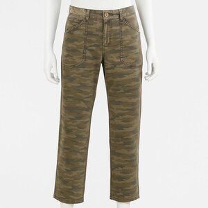 Anthropologie Women's Mavis Mid-rise Utility Pants Size 27 Camo Embroidered Boho
